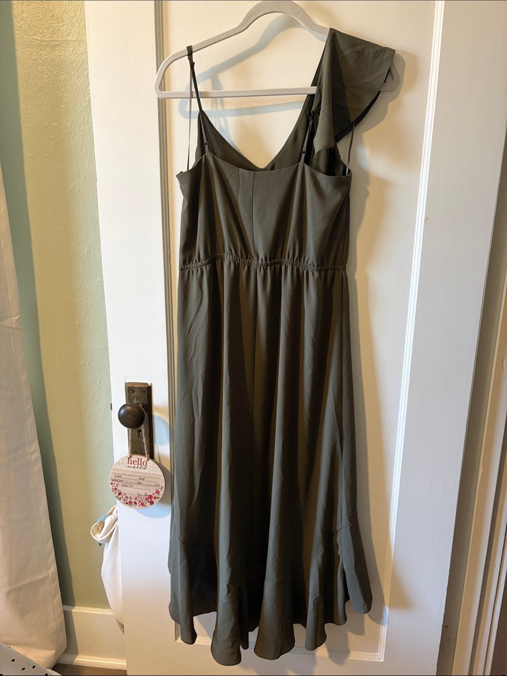 STATE One-Shoulder Olive Green Ruffle High-Low Dress - Picture 3 of 5